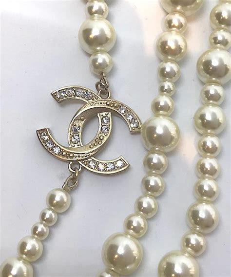 chanel pearl charms|Chanel pearl long strand necklaces.